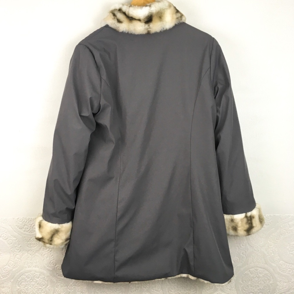 Hal Rubenstein Women's Reversible Faux Fur Coat size Medium Animal Print - Picture 16 of 16